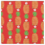Tropical Christmas Pineapple Warm Xmas Holiday Red Fabric