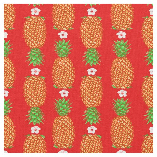 Tropical Christmas Pineapple Warm Xmas Holiday Red Fabric