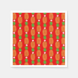 Tropical Christmas Pineapple Warm Xmas Holiday Red Napkins