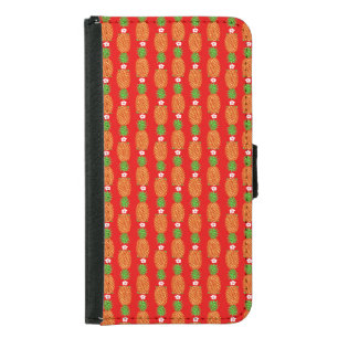 Tropical Christmas Pineapple Warm Xmas Holiday Red Samsung Galaxy S5 Wallet Case