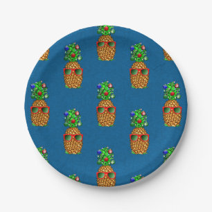 Tropical Christmas Pineapple Warm Xmas Paper Plates