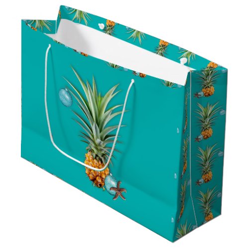 Tropical Christmas Pineapples Large Gift Bag