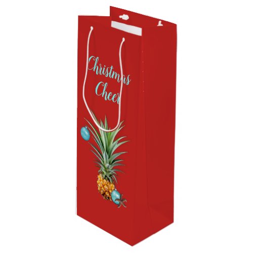 Tropical Christmas Pineapples Red Wine Gift Bag