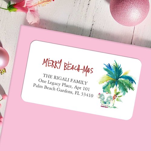 Tropical Christmas Return Address Labels