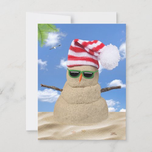 Tropical Christmas Sand Snowman  Postcard