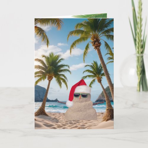 Tropical Christmas Sandman Holiday Card
