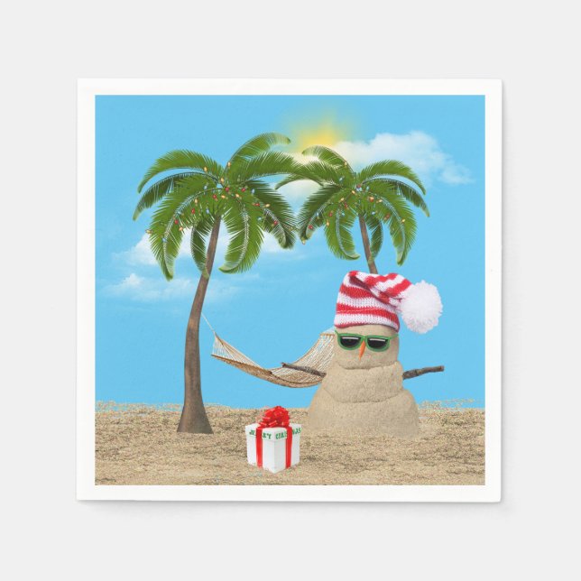 Tropical Christmas Sandman With Hammock  Napkins (Front)