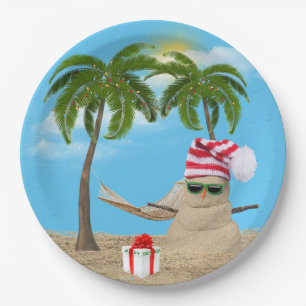 Tropical Christmas Sandman With Hammock Paper Plates