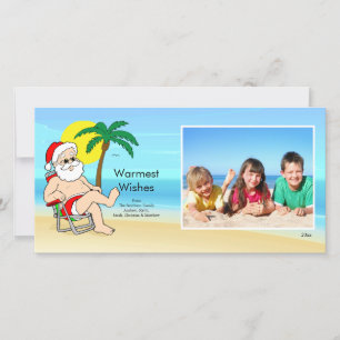 Tropical Christmas Santa Family Photo Card. Holiday Card