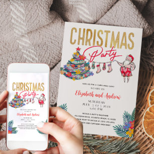 Tropical Christmas Santa Invitation Card