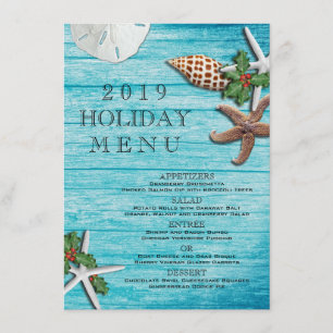 Tropical Christmas Sea Life Blue Boards Menu