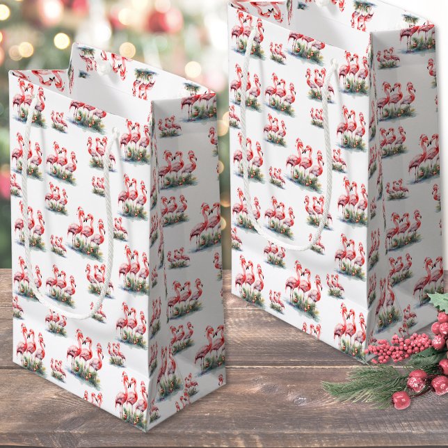Tropical Christmas Small Gift Bag (Flamingo Tropical Christmas Small Gift Bag)