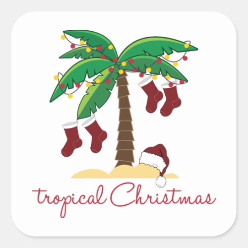 Tropical Christmas Square Sticker