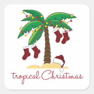 Tropical Christmas Square Sticker