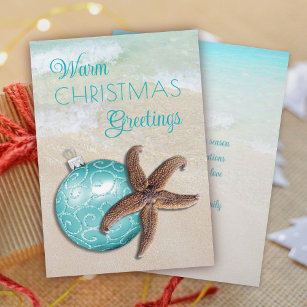 Tropical Christmas Starfish Ornament Beach Holiday Card