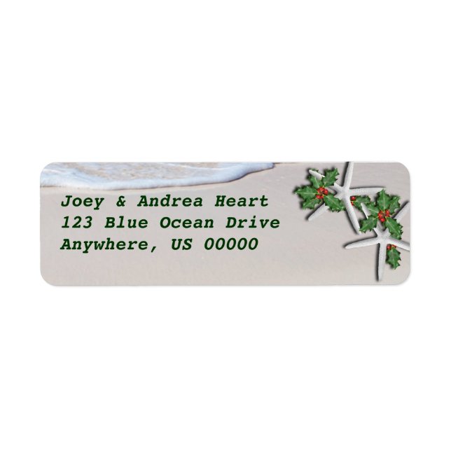 Tropical Christmas Starfish Return Address Sticker (Front)