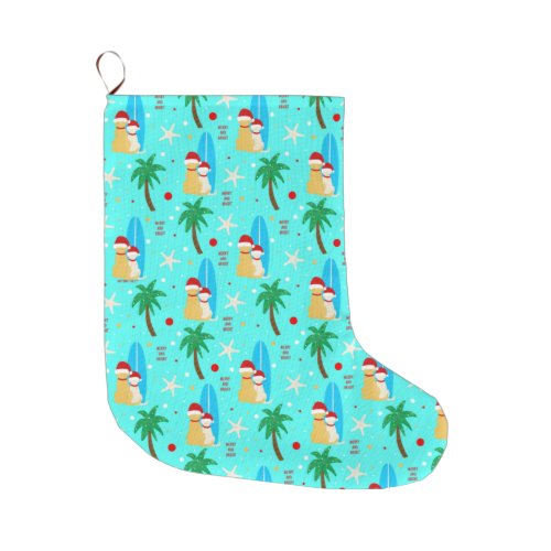 Tropical Christmas Surfing Dogs Stocking