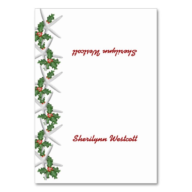 Tropical Christmas Tented Place Cards With Name (Front)