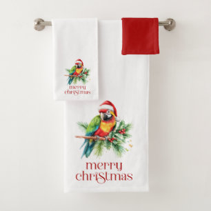 Tropical Christmas Theme Retro Text Bath Towel Set