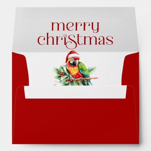 Tropical Christmas Theme Retro Text Envelope (Back (Bottom))