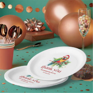 Tropical Christmas Theme Retro Text Paper Plates