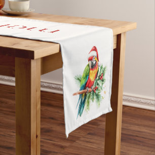 Tropical Christmas Theme Retro Text Short Table Runner