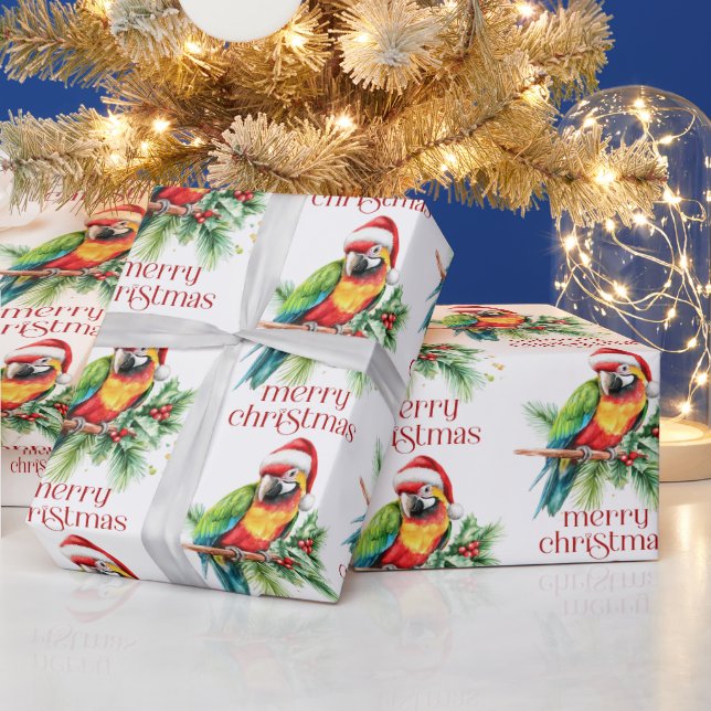 Tropical Christmas Theme Retro Text Wrapping Paper (Holidays)