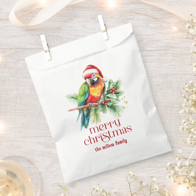 Tropical Christmas Theme Thank You Retro Text Favor Bag (Clipped)