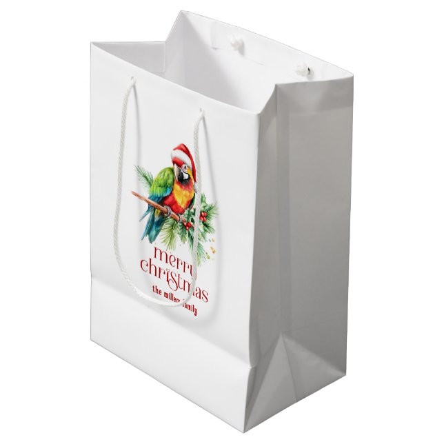 Tropical Christmas Theme Thank You Retro Text Medium Gift Bag (Front Angled)