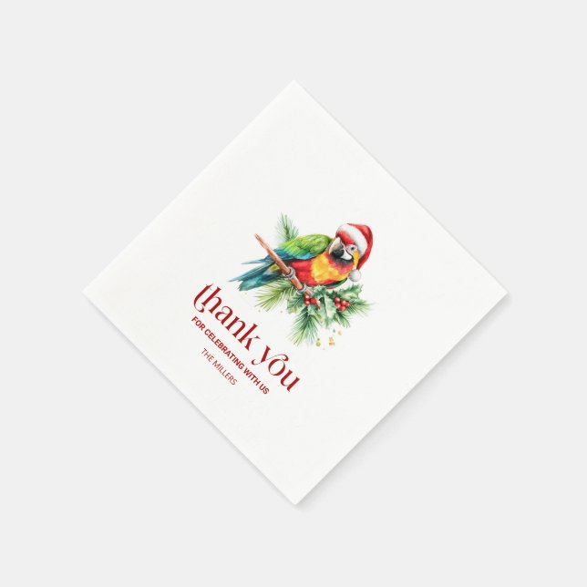 Tropical Christmas Theme Thank You Retro Text Napkins (Corner)