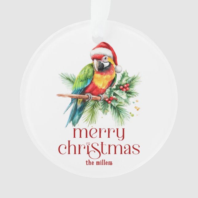 Tropical Christmas Theme Thank You Retro Text Ornament (Front)