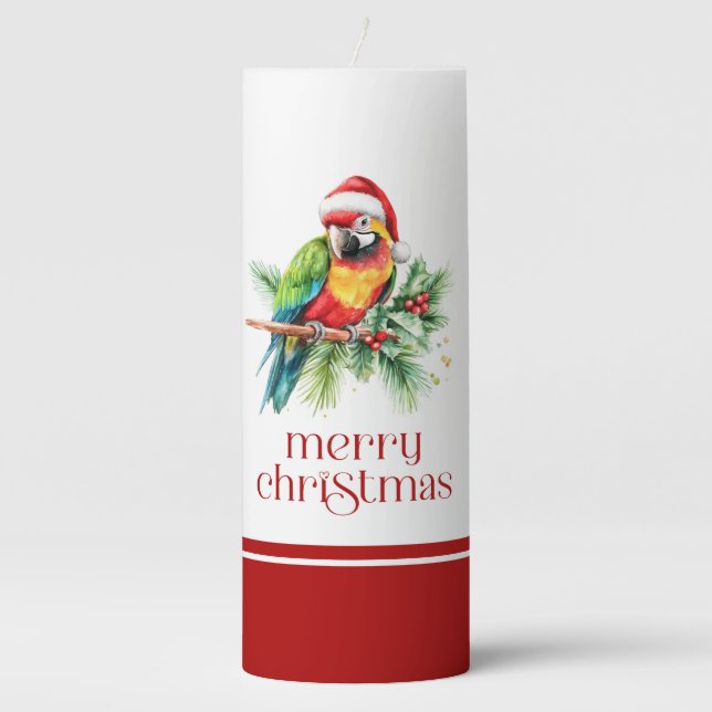 Tropical Christmas Theme Thank You Retro Text Pillar Candle (Front)