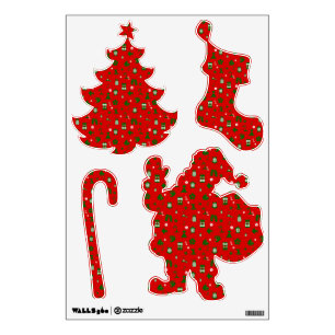tropical christmas tiki retro red wall decal