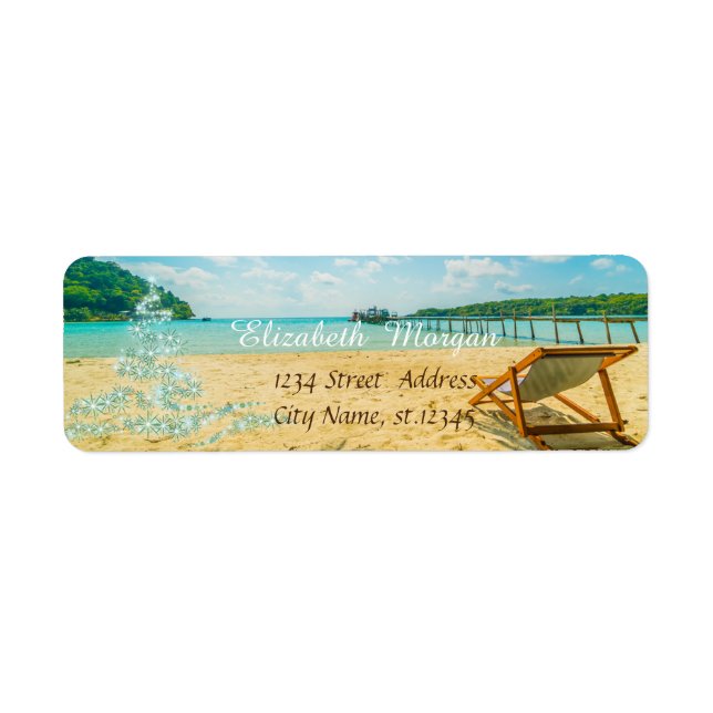 Tropical,Christmas Tree,Beach Chair Holiday Label (Front)