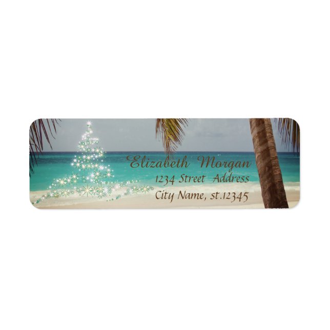Tropical,Christmas Tree,Beach Holiday Label (Front)