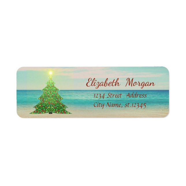 Tropical Christmas  Tree,Beach Label (Front)