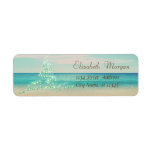 Tropical,Christmas Tree,Beach Label<br><div class="desc">Christmas tree  on beach background. An elegant and sophisticated designe.Costumize with your name and address details.</div>