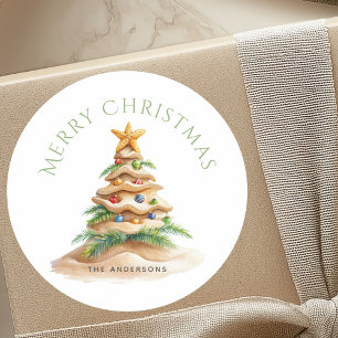 Tropical Christmas Tree  Classic Round Sticker