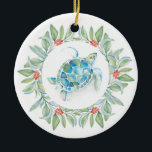 Tropical Christmas Tree Ornament Sea Turtle<br><div class="desc">Bring coastal charm to your Christmas décor with this elegant acrylic ornament featuring a replica of my original sea turtle watercolor art accented with botanical red berries and greenery. Perfect for a tropical Christmas tree or as a thoughtful gift for the ocean lover in your life, it captures the spirit...</div>