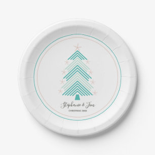 Tropical Christmas Tree Pink Starfish Paper Plates