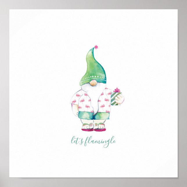 Tropical Christmas Watercolor Art Poster (Front)