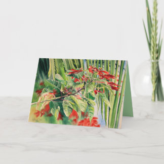 "Tropical Christmas", watercolor by Kitty Harvill Holiday Card