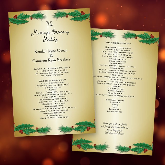 Tropical Christmas Wedding Ceremony Template Gold (Creator Uploaded)