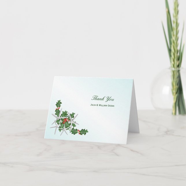 Tropical Christmas Wedding Thank You Cards (Front)