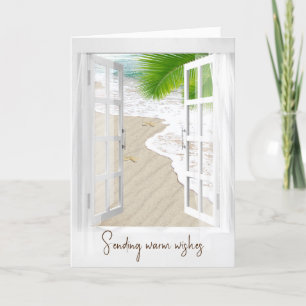 Tropical Christmas Window with Starfish Holiday Card