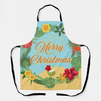 Tropical Christmas Wreath Apron