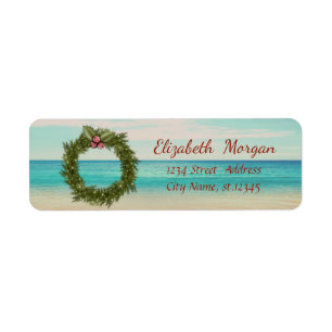 Tropical Christmas Wreath,Beach Label