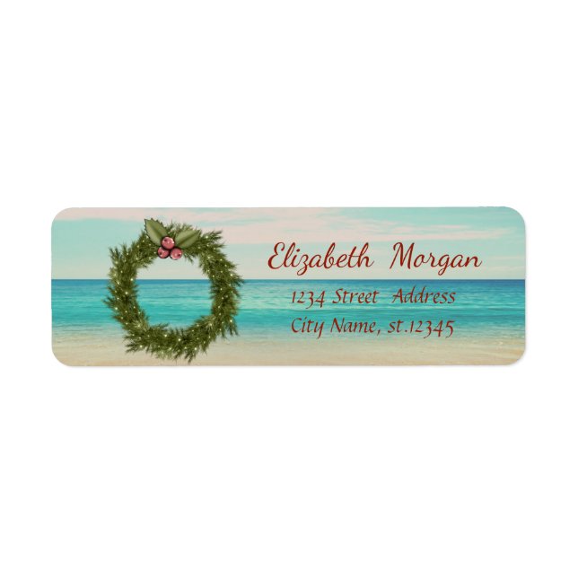Tropical Christmas Wreath,Beach Label (Front)