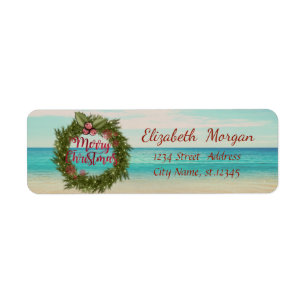 Tropical Christmas Wreath,Beach Label