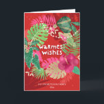 Tropical Christmas Wreath Custom Photo Folded Holiday Card<br><div class="desc">Send a little slice of paradise to your loved ones – because Christmas can be merry and bright, even without snow! A vibrant illustration of a Christmas wreath made of tropical foliage and a joyful lettering "Warmest Wishes". Customize this card with your name and year on the front and with...</div>
